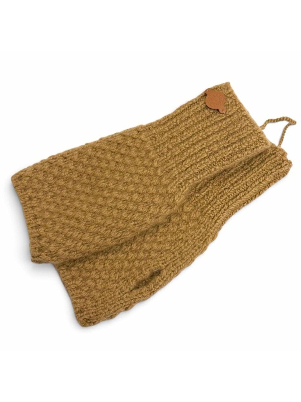 Hermes Lou Mittens Cashmere Mohair Sellier Buttons Logo Patch Knit Gloves Brown